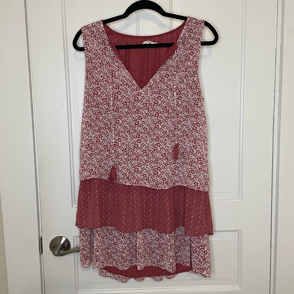 Tularosa Revolve Brady Dress in Dusty Berry Ditsy Floral Tassels Summer Vacation